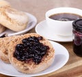 English Muffin Spread With Blueberry Jam Royalty Free Stock Photo