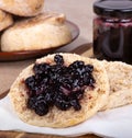 English Muffin Spread With Blueberry Preserves Royalty Free Stock Photo