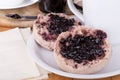 English Muffins with Blueberry Jam Royalty Free Stock Photo