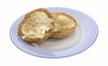 English muffins buttered Royalty Free Stock Photo