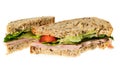 English multigrain bread ham sandwich with bite Royalty Free Stock Photo