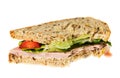 English multigrain bread ham sandwich with bite Royalty Free Stock Photo