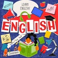 English. English language hand drawn doodles Royalty Free Stock Photo