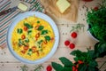 English Omelette with Butter and Tomatoes