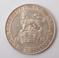 An English one shilling coin dated 1917