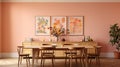 English Pale Ale Dining Room With Light Peach Walls In Tel Aviv Royalty Free Stock Photo