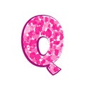 English pink letter Q on a white background. Vector