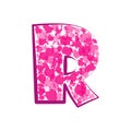 English pink letter R on a white background. Vector