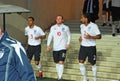 English players enter the field