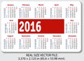 English pocket calendar for 2016 Royalty Free Stock Photo