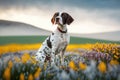 An English Pointer dog, healthy and attentive to prey. Ai generated Royalty Free Stock Photo