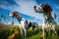 An English Pointer dog, healthy and attentive to prey. Ai generated Royalty Free Stock Photo