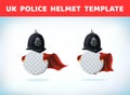 English policeman helmet. British policeman hat. Traditional authentic helmet of metropolitan British police officers