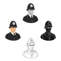 English policeman icon in cartoon,black style isolated on white background. England country symbol stock vector