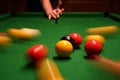 English pool balls in motion