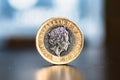 English pound coin with queen Elizabeth