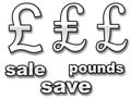 English pound sale signs Royalty Free Stock Photo