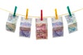 English pounds banknotes on clothesline Royalty Free Stock Photo