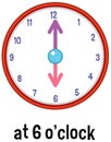 English prepositions of time with clock at 6