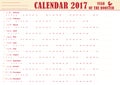 English printable Organizer planner, Calendar 2017. Royalty Free Stock Photo