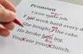 English pronoun test in classroom Royalty Free Stock Photo