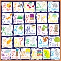 English rainbow alphabet with pictures