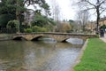 English riverside pathway and bridge Royalty Free Stock Photo