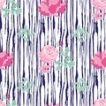 English roses and stripes seamless pattern print. Vector Royalty Free Stock Photo