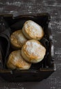 English scones for Breakfast in a vintage tray