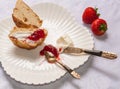 English scones with clotted cream and strawberry jam and fresh s Royalty Free Stock Photo