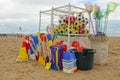 English Seaside beach bucket & spades, Margate Royalty Free Stock Photo