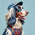 English setter shaggy dog happy face portrait