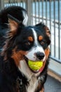 English shepherd herding dog with tennis ball