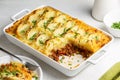 English Shepherd\'s pie, or cottage pie, or French version hachis Parmentier. Royalty Free Stock Photo
