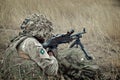 English soldier with machine gun M240 Royalty Free Stock Photo