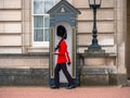 English soldier patrolling at Buckingham Palace