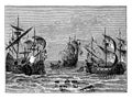 English and Spanish Warships 1588, vintage illustration