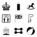 English sport icons set, simple style Royalty Free Stock Photo