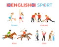 English Sport People Running and Playing Games