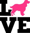 English Springer Spaniel love word with silhouette