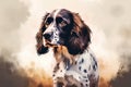 English Springer Spaniel portrait. Digital painting. Hand drawn illustration. Royalty Free Stock Photo