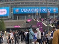 English supporters with England flags at Wembley stadium ahead of the match against Italy