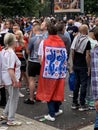 English supporters with England flags at Wembley stadium ahead of the match against Italy