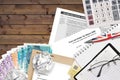 English Tax form sa900 Trust and estate tax return 2020 from HM revenue and customs lies on table with office items. HMRC
