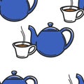 English tea ceremony seamless pattern teapot and cup