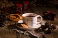 English tea with cookies on wooden table, tea time in the afternoon, rustic style Royalty Free Stock Photo