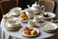 English Tea Set with Sweets on Vintage Table Royalty Free Stock Photo
