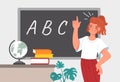 English teacher at blackboard