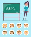 English Teacher near Chalkboard with ABC Letters Royalty Free Stock Photo