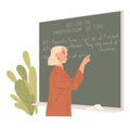 English teacher writes on a chalkboard. Foreign language lesson Royalty Free Stock Photo